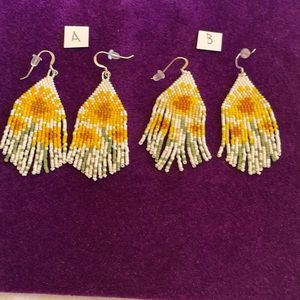 Hand made beaded fringe earrings.